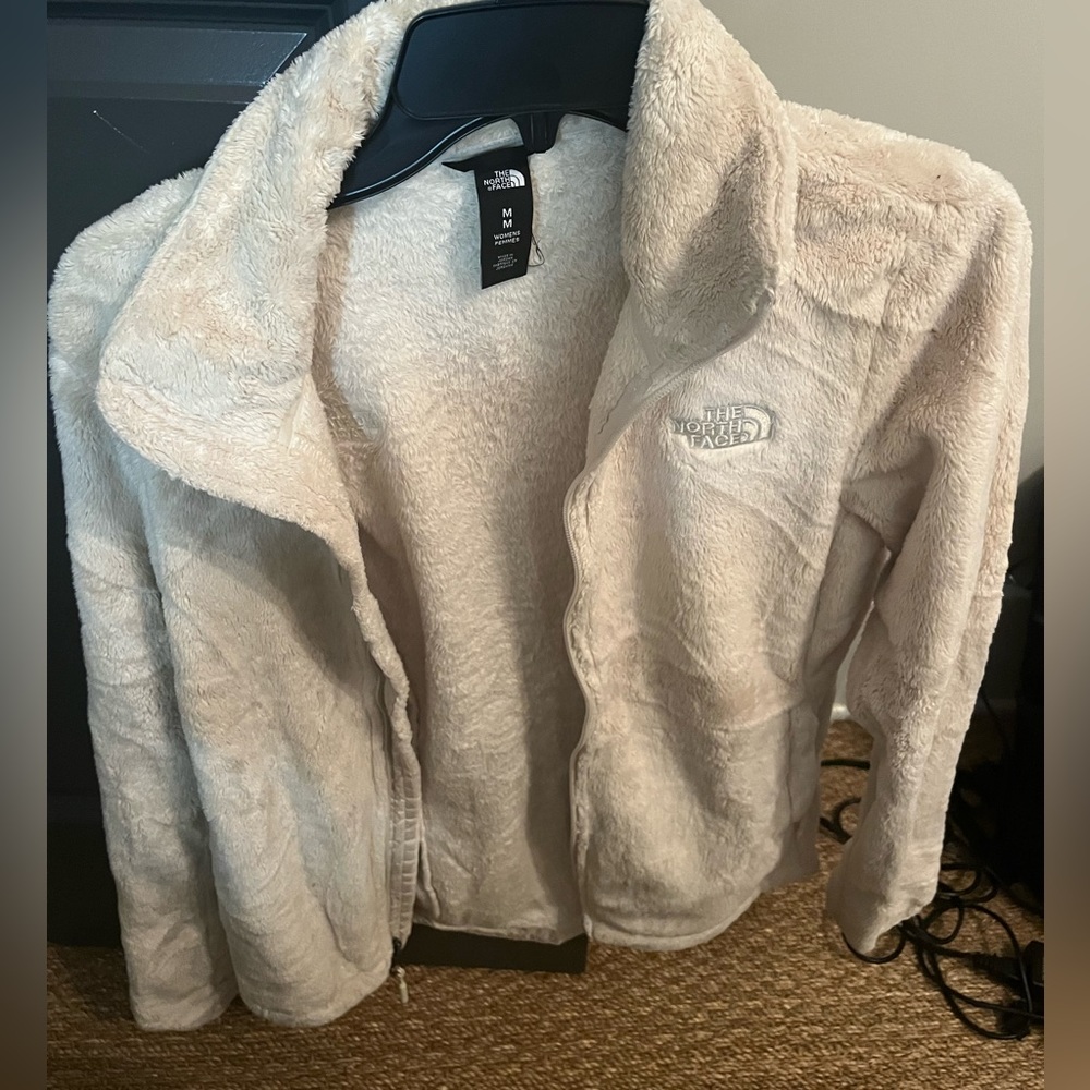 womens off white north face fleece zip up